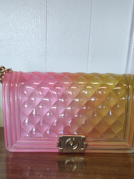 Handbags - Jelly Pink to Yellow Ombre Quilted Look Vintage Crossbody Bag